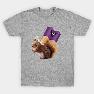 Red Squirrel with a Labrys Pride Flag T-Shirt